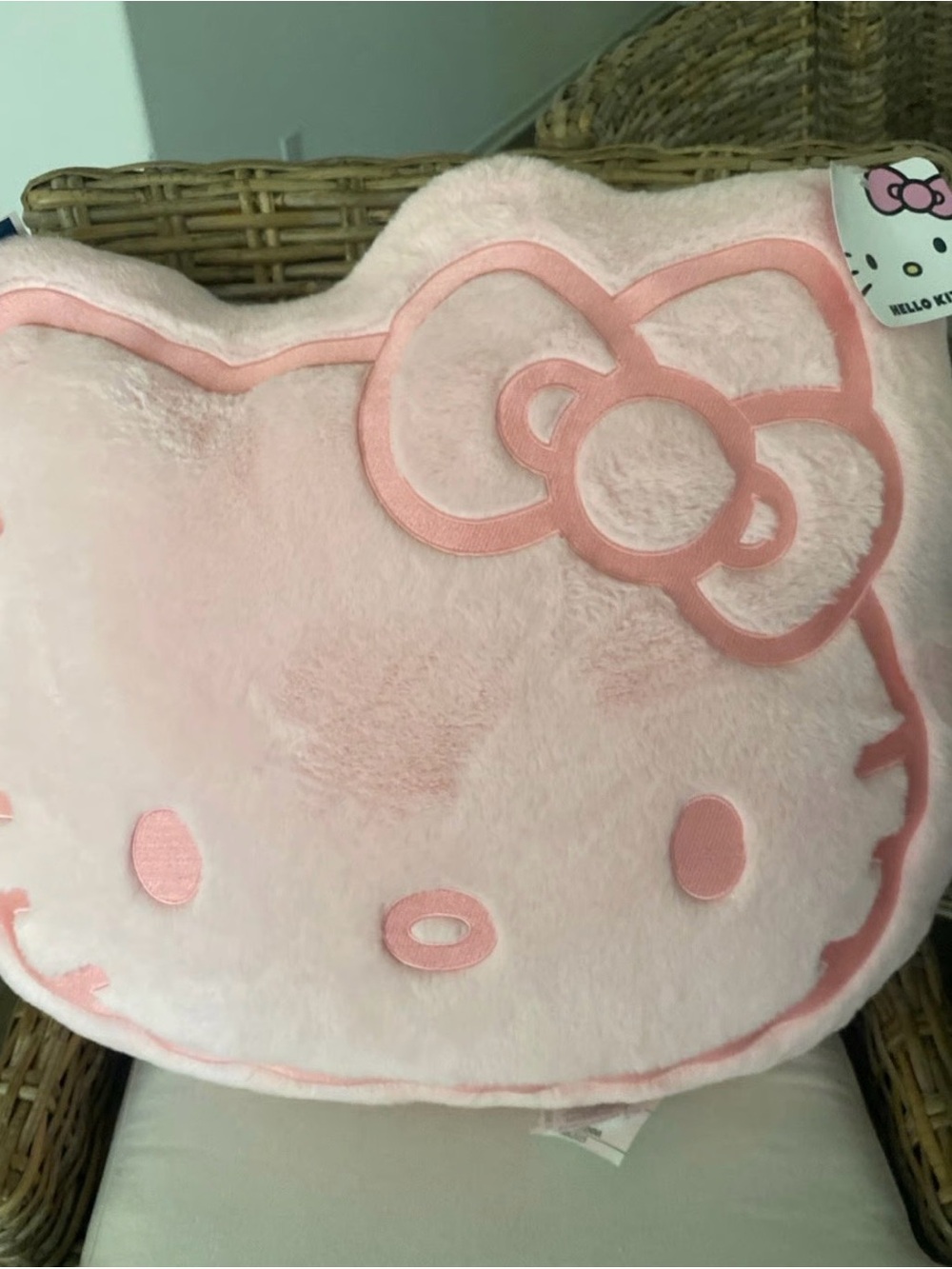 Hello Kitty Pink Plush Face Pillow - Cute Kids Accessory